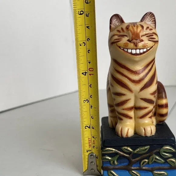 Vintage Cheshire Sphinx Figurine Trinket Box by Tyber Katz 1998 Blue Yellow